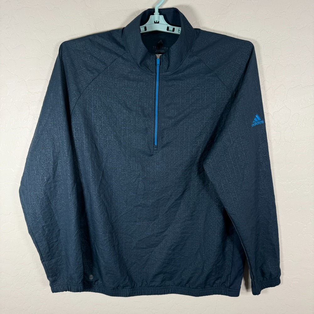 Adidas Pullover Mens XL Blue Golf Performance 1/4 Zip Geometric Print AOP
